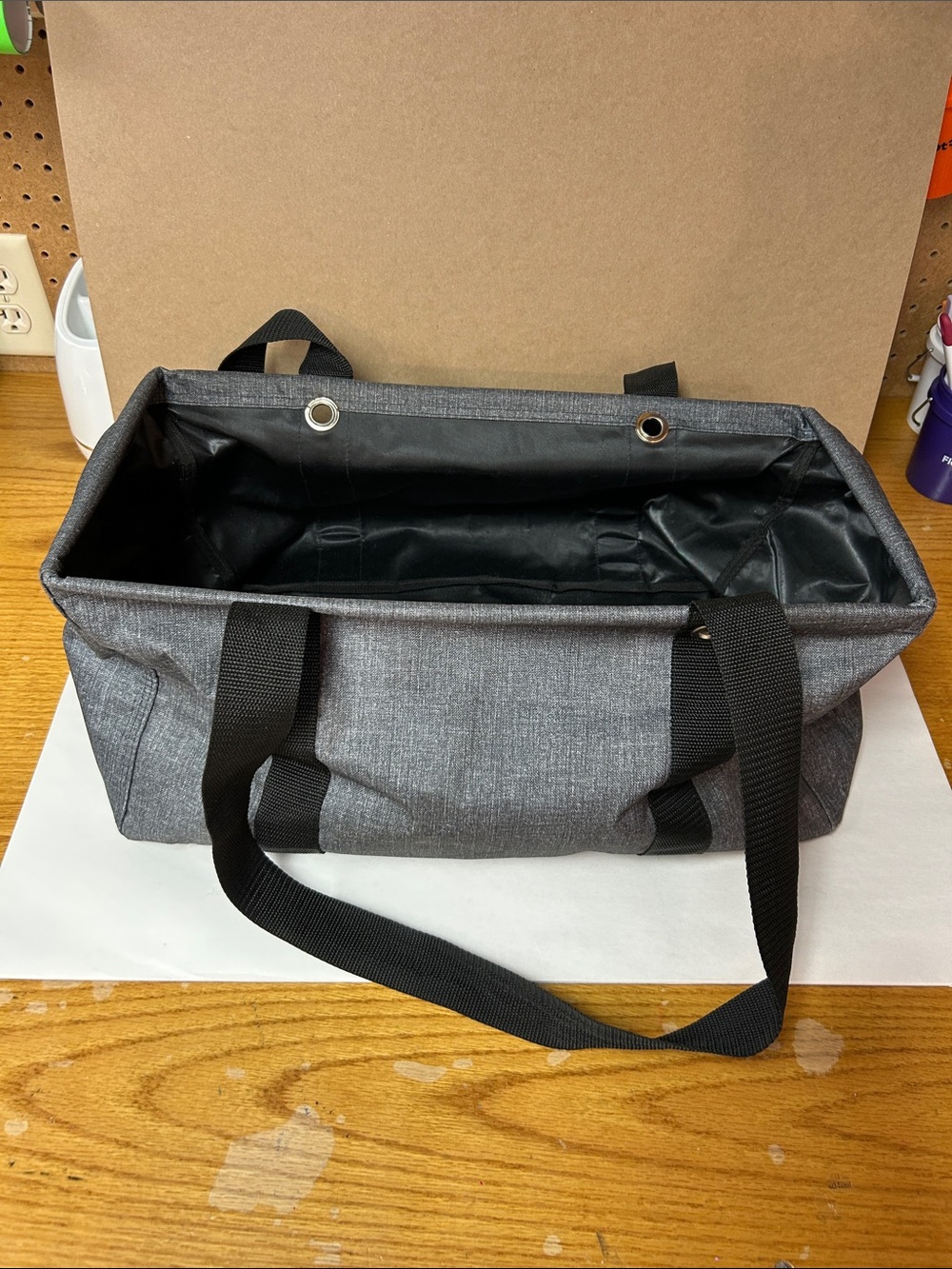 thirty-one Gray Tote with Black Straps